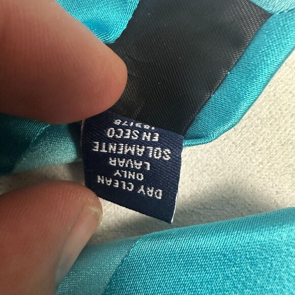 Stafford Performance Mens Turquoise Striped 100% Silk Neck Tie - Picture 3 of 5